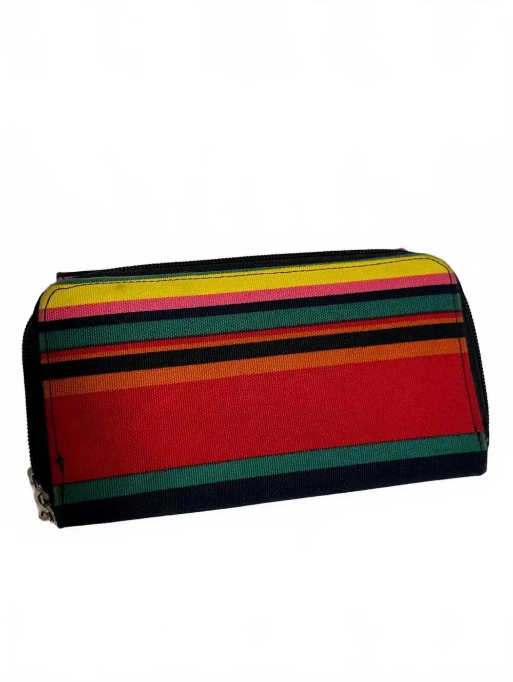 Multicolor Stripe Canvas Checkbook Wallet Zip Around Card Organizer Southwestern